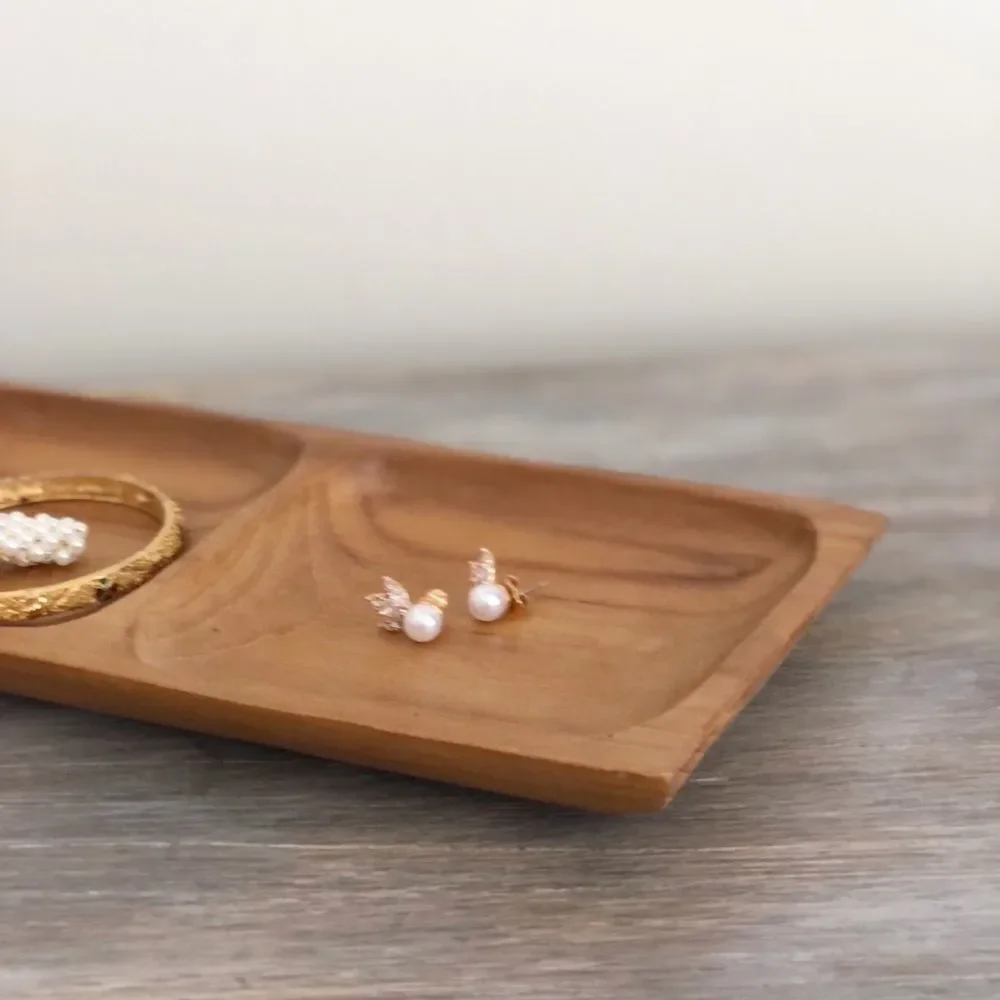 Vintage hand carved Teakwood trinket tray